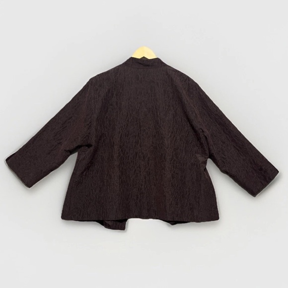 Eileen Fisher Jacket Women's 1X Plus Purple Silk Open Front Embroidered Classic - Picture 4 of 12